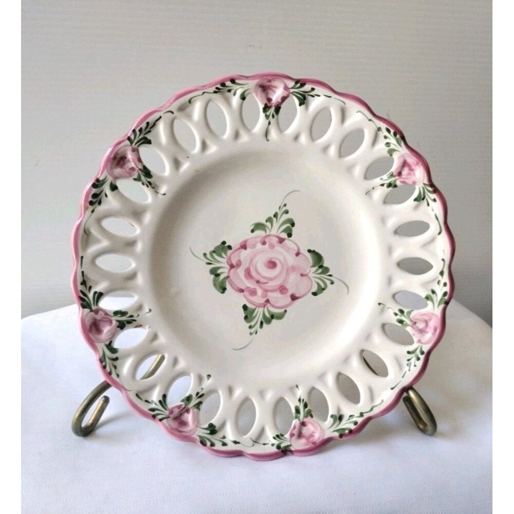 Floral Portugal Made Vestal Hand Painted Salad, Desert Plates 7.5" Set Of 4 New